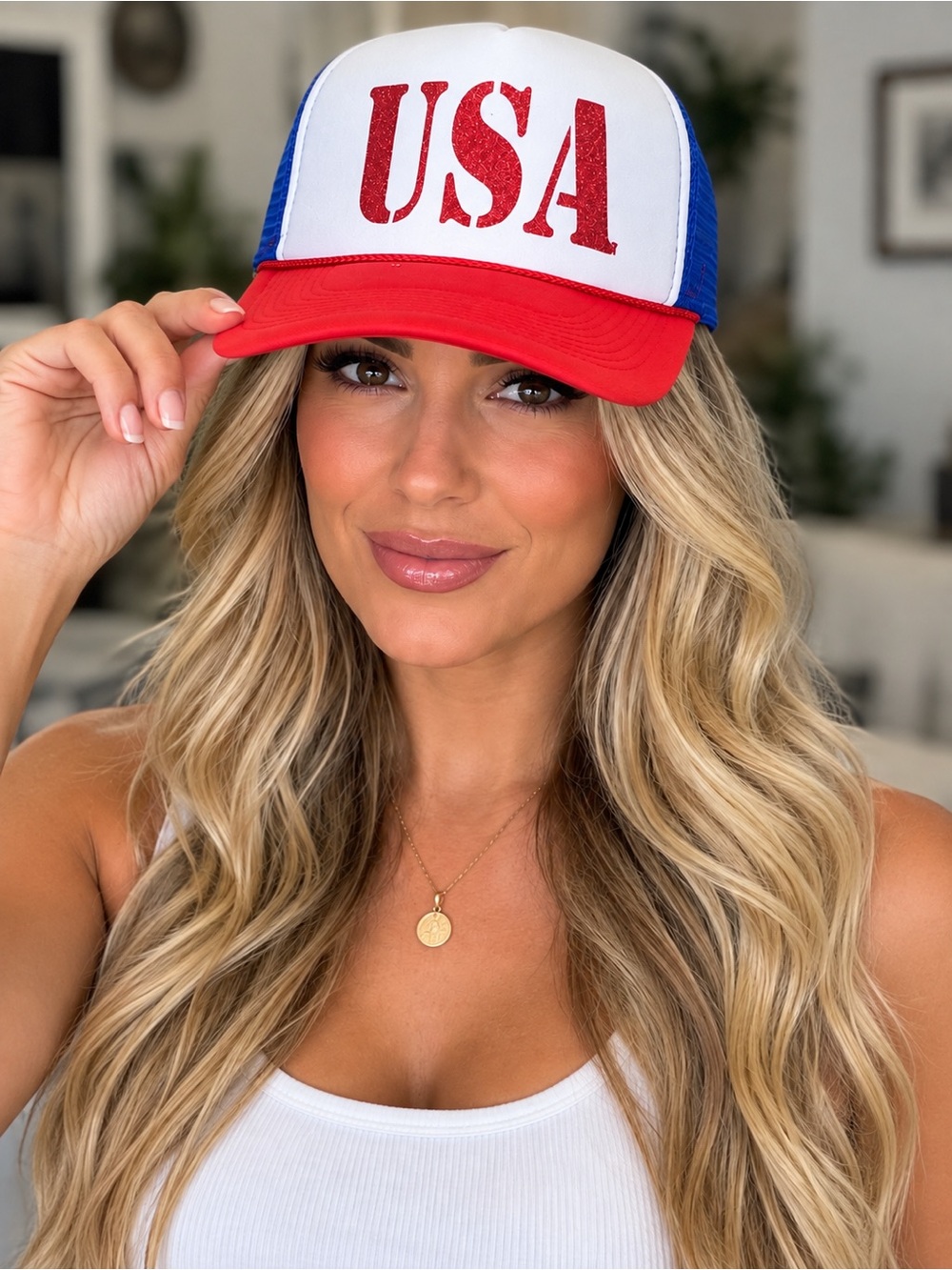 Unbranded USA Red, White & Blue Trucker Hat